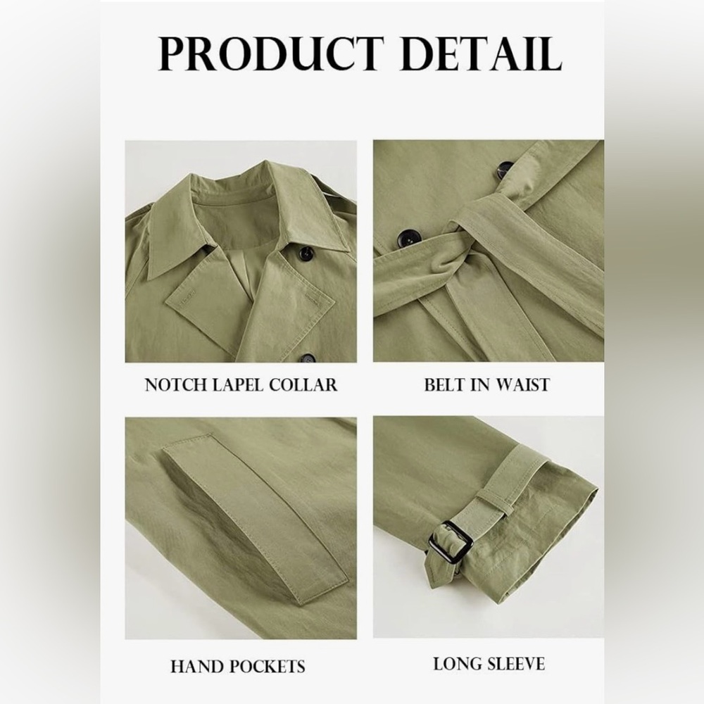 ✨ Olive Women's Khaki Trench Coat ✨ - Picture 5 of 5